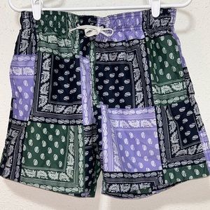 H&M swimming trunks bandanna print navy green light purple size medium